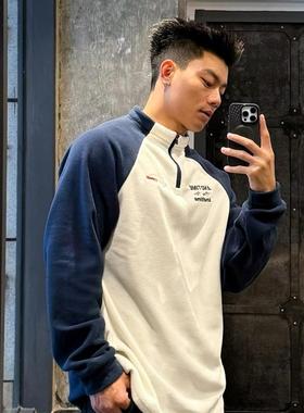 ANDTIME摇粒绒拼接半拉链长袖运动户外保暖卫衣训练跑步健身外套