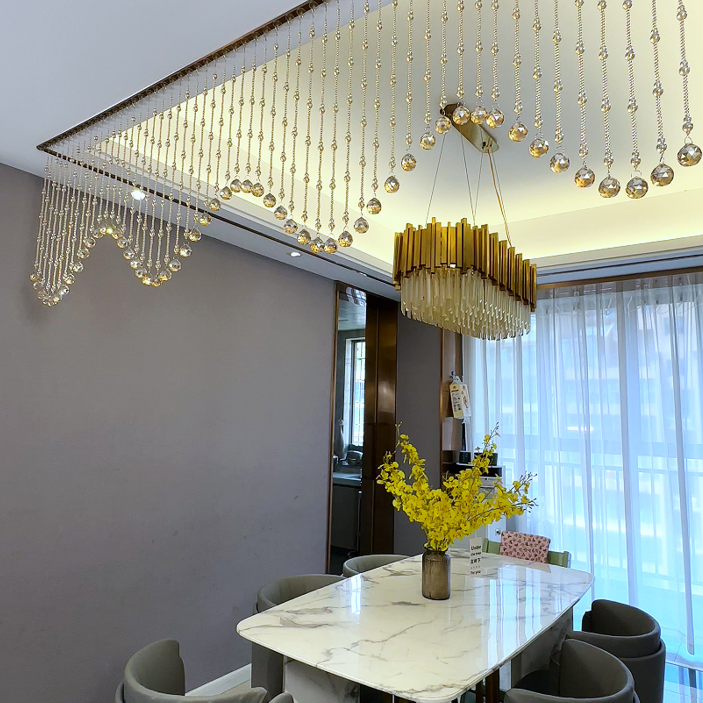 水晶珠帘客厅隔断玄关新款免打孔