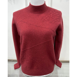 中老年人毛衣妈妈冬季加厚女装羊绒衫双鹿金菊济民打底针织羊毛衫