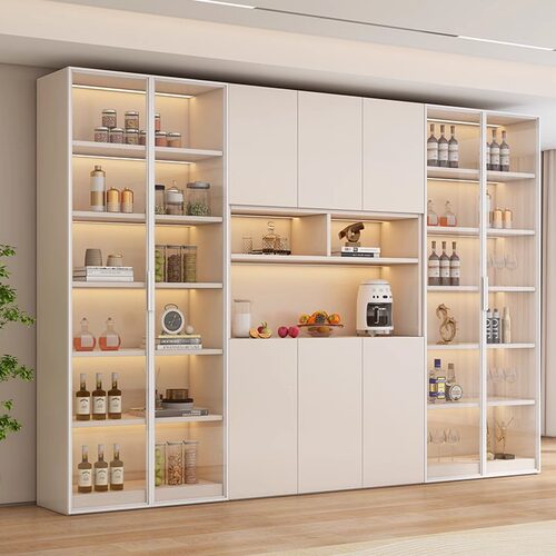 餐边柜奶油风轻奢酒柜展示客厅现代简约一体靠墙家用储物橱柜厨房