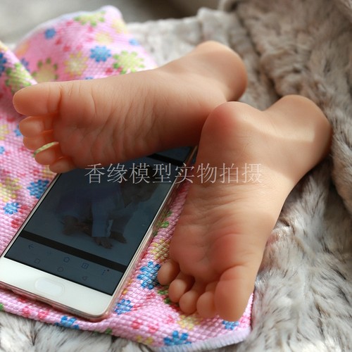 香缘模型20码宝宝小脚丫深肤色仿真足模拍照硅胶美脚模特道具包邮