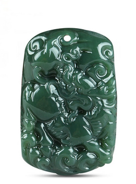 天然和田玉麒麟证书吊坠项链