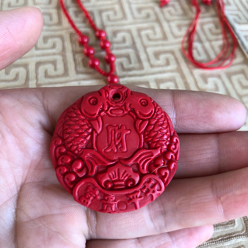 双锦鲤好运玉佩吊坠民族风复古毛衣项链双鱼团座随身挂件送证书