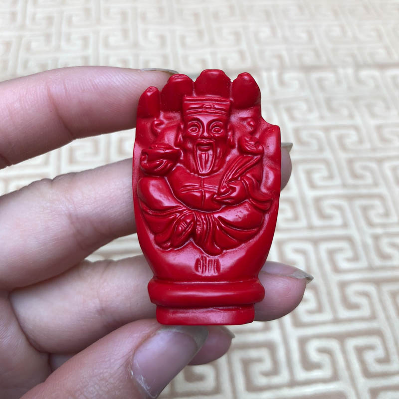 台湾天然朱砂伸手来财吊坠帝王红打麻将神器