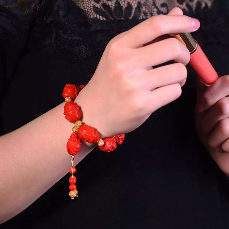 十八罗汉台湾原色帝王红佛珠手链