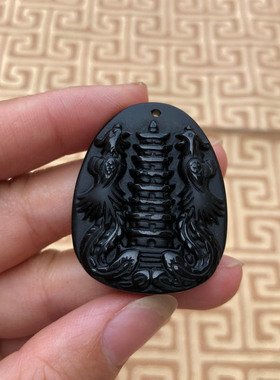 情侣款玉佩项链天然黑曜石吊坠男女挂件送证书