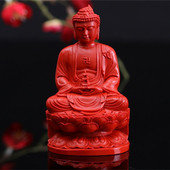 宝塔佛摆件台湾原色朱砂帝王红供奉佛像摆件证书