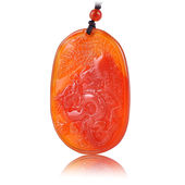 红玛瑙玉佩吊坠凤戏龙舞情侣款 项链龙凤呈祥挂件证书