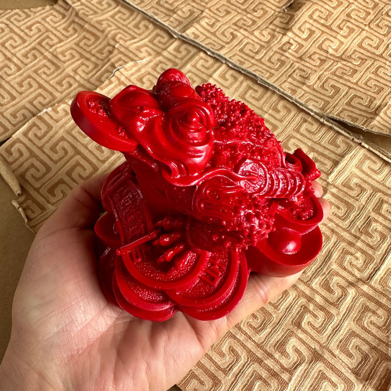 嫣芝美玉朱砂金蟾摆件开业礼物