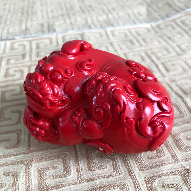 天然朱砂母子貔貅摆件文玩手把件摆台本命年皮丘平安车饰品