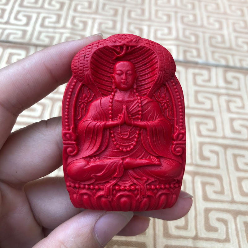 佛祖玉吊坠红朱砂大日如来挂件男女项链玉佩钥匙扣