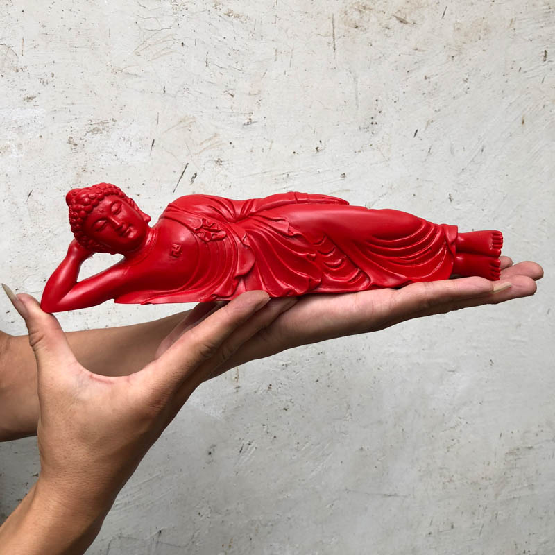 大日如来佛祖摆件天然朱砂睡佛卧佛工艺品送证书