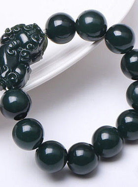 佛珠天然和田玉证书貔貅手链