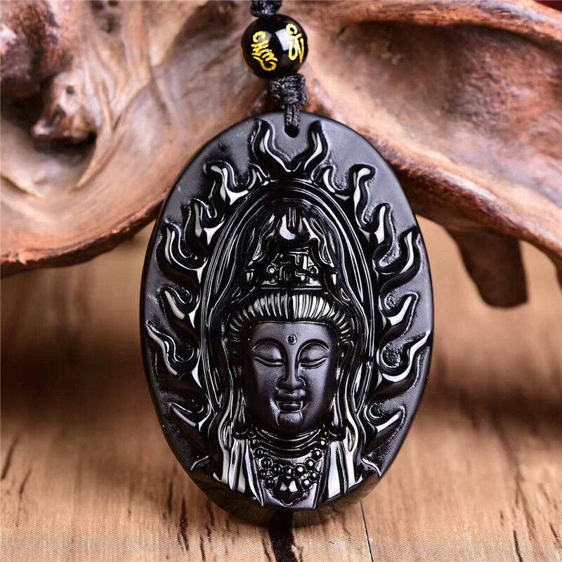 火焰头像天然黑曜石证书挂件