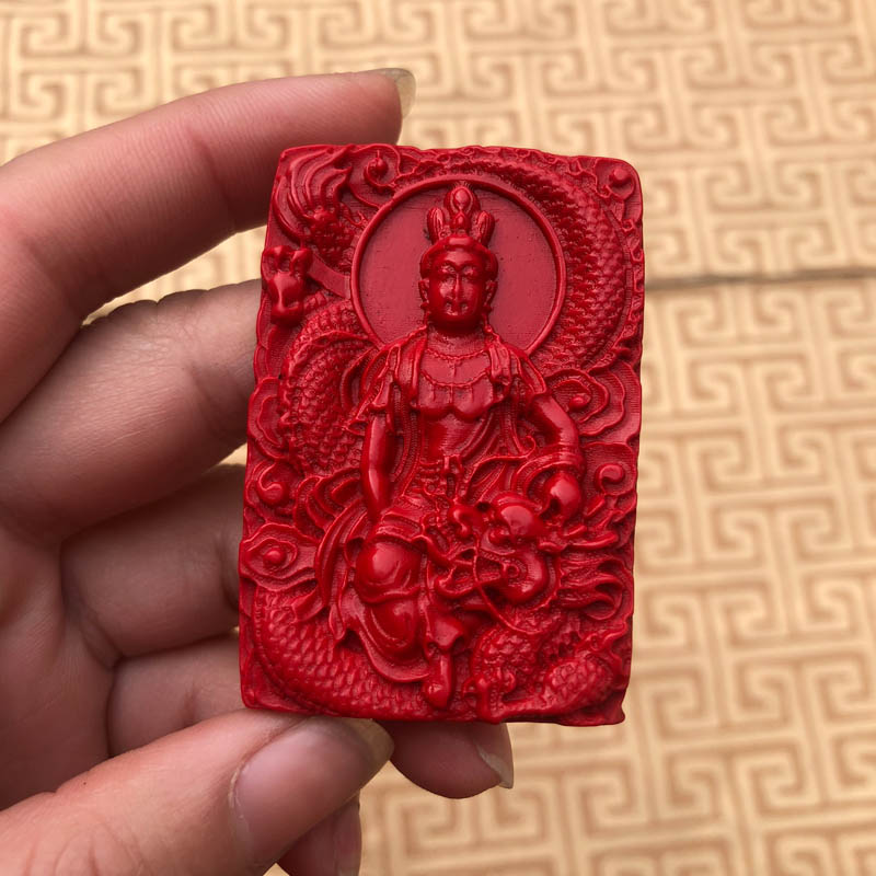 台湾天然朱砂祥龙观音吊坠菩萨男女项链挂件送证书