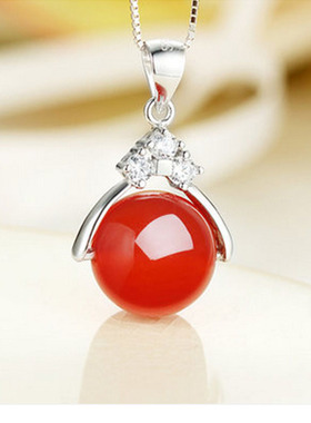 天然红玛瑙招财玉佛珠子证书吊坠