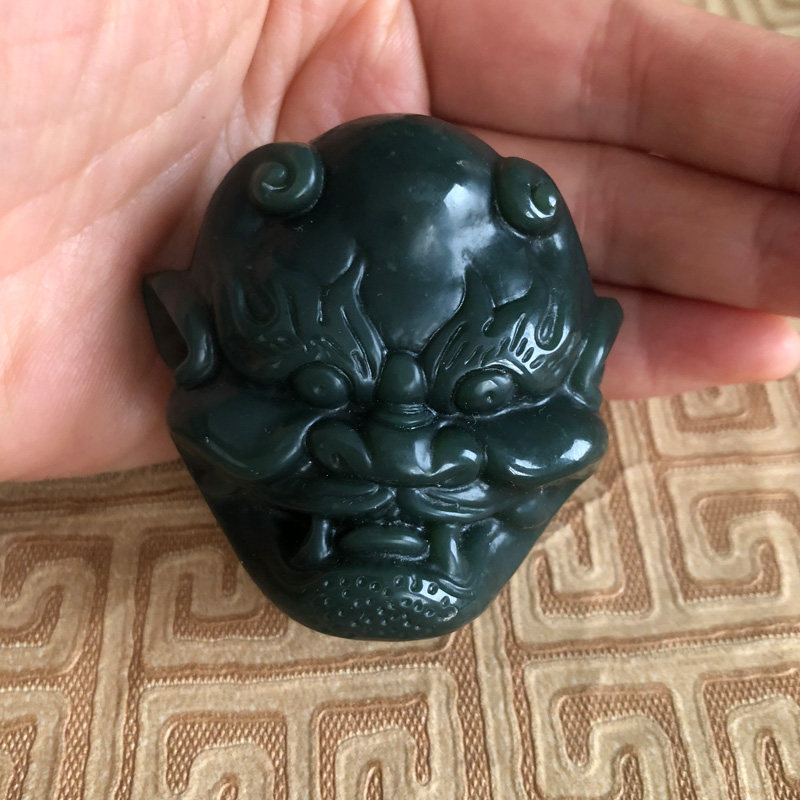 男士皮带扣头天然和田玉裤带头腰带玉扣青玉鬼头玉石随身扣送证书