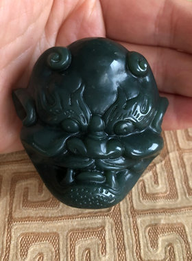 男士皮带扣头天然和田玉裤带头腰带玉扣青玉鬼头玉石随身扣送证书