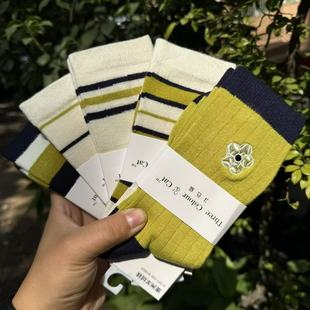 5双25元 ins风拼色双针羊绒女秋冬加厚复古堆堆袜舒适保暖中筒袜