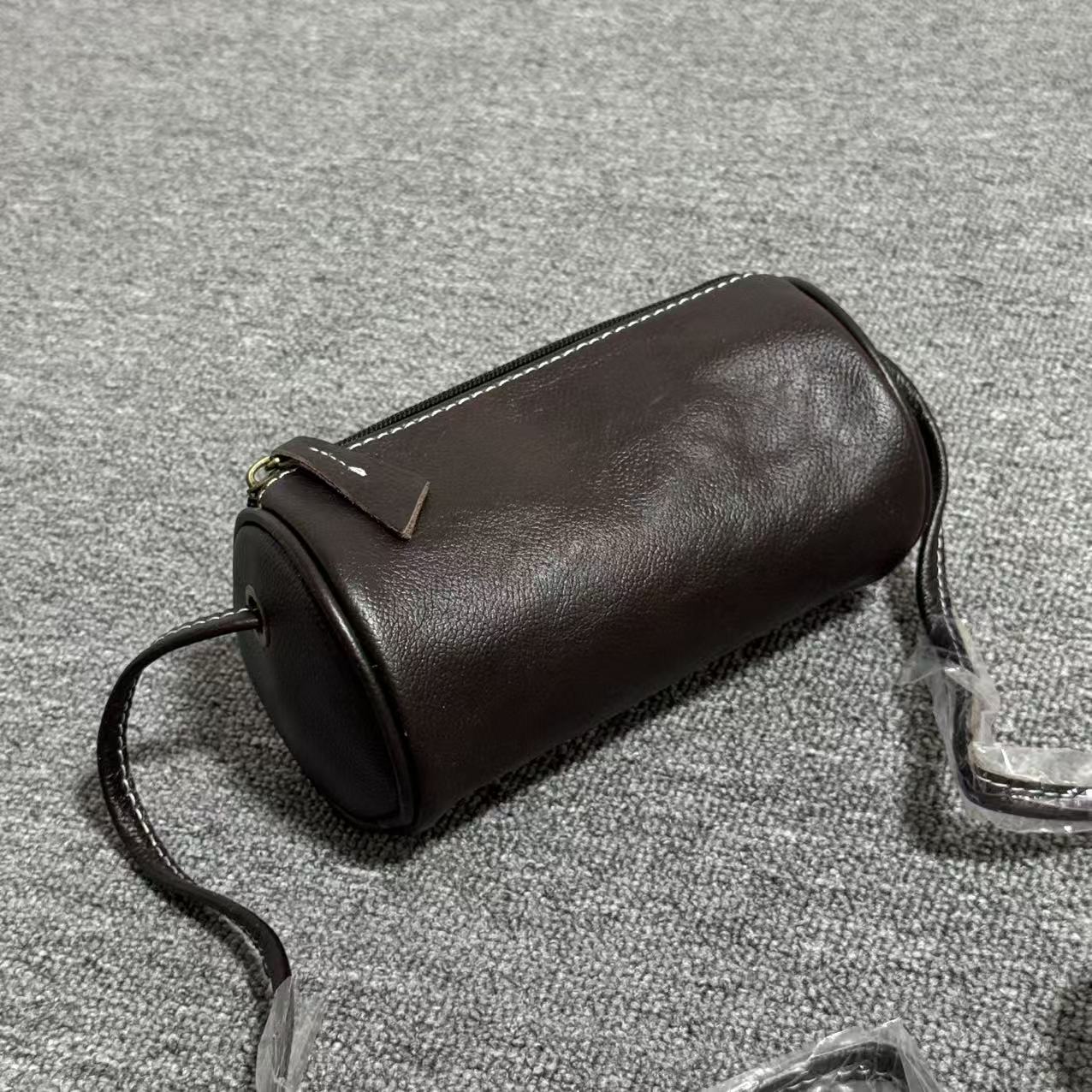头层牛皮时尚简约咖色百搭