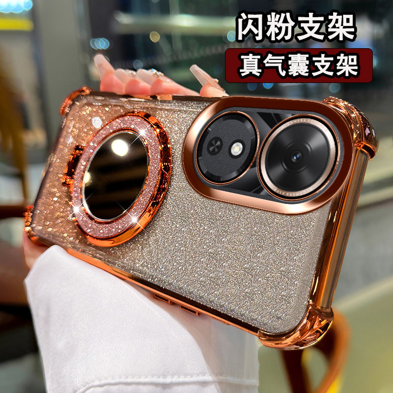 适用于华为荣耀畅玩60手机壳简约小众NIC-AN00四角气囊honor创意补妆镜60m时尚潮流5G高颜值HUAWEI全包镜头膜