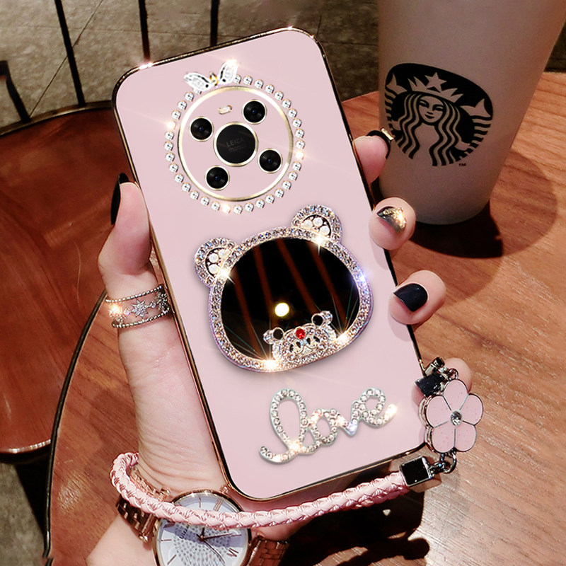 华为mate40硅胶创意手机壳带镜子