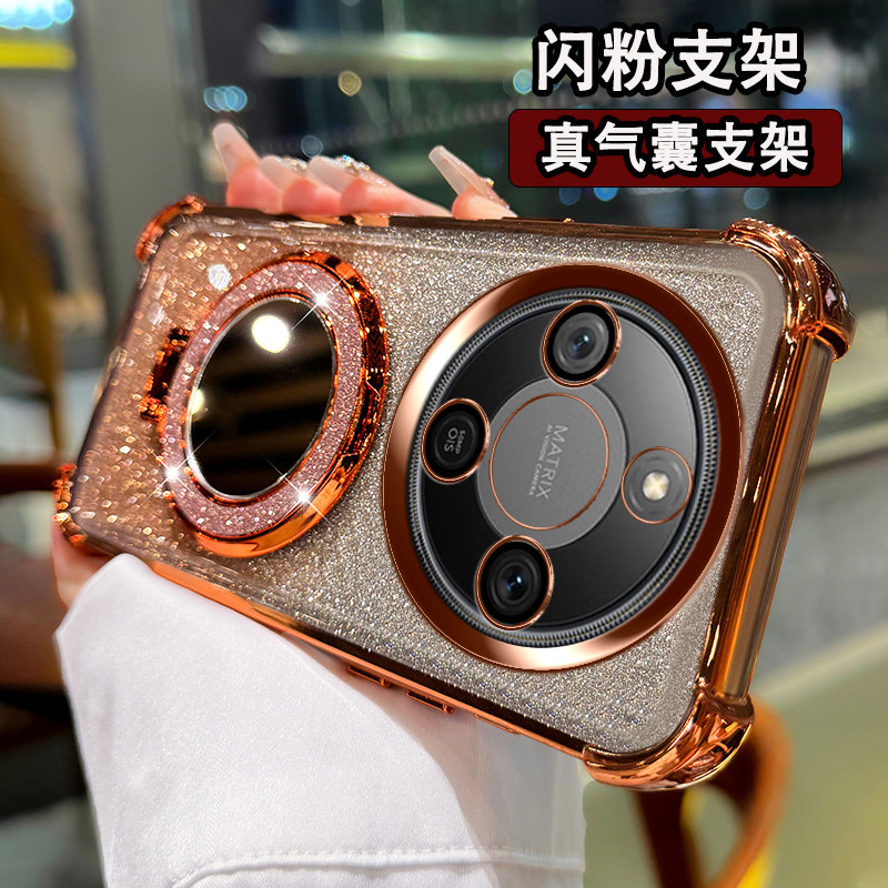适用于华为荣耀X70手机壳全包镜头膜MTN-AN00可爱女生honor×70四角气囊honor磨砂高质感x70轻奢化妆镜huawei