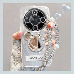 华为荣耀x50手机壳ALI一AN00时尚个性honorX50pro创意带手链ALP大气por轻奢ALIAN全包镜头膜x5o小众pr0电镀银