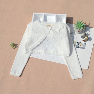 儿童吊带连衣裙外搭披肩春夏天配裙子舞蹈服外套女童短装针织开衫