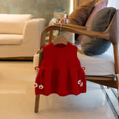 秋冬季 一岁宝宝针织裙女童马甲裙婴儿背心裙公主连衣裙婴儿毛线裙