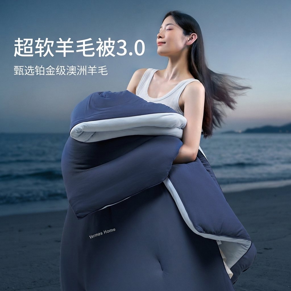 针织棉羊绒恒温被子持久控温