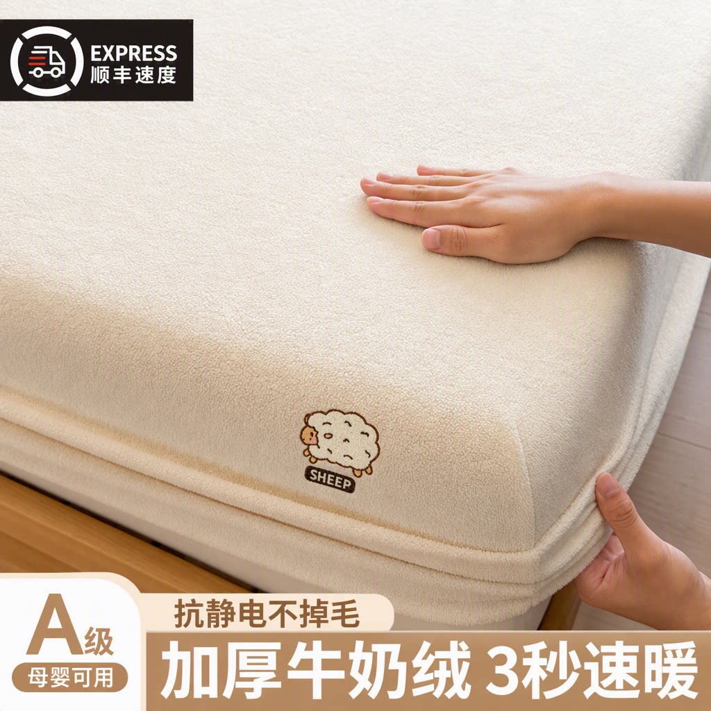 牛奶绒床笠加厚保暖全包防滑