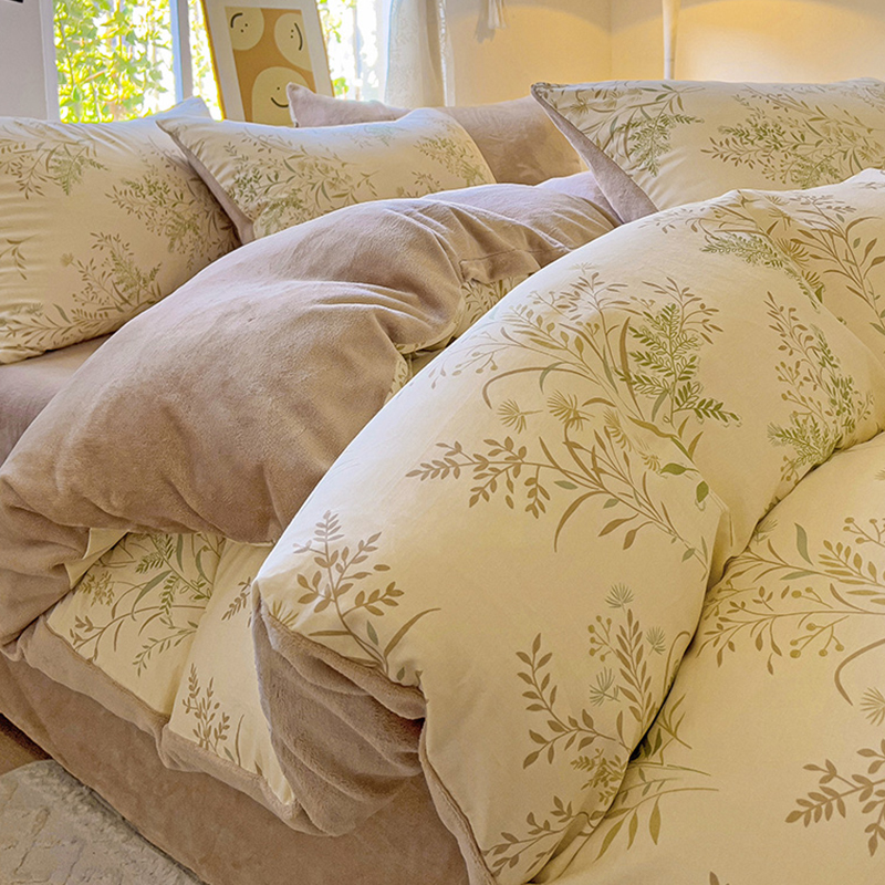 秋冬全棉牛奶绒被套被罩加厚加绒