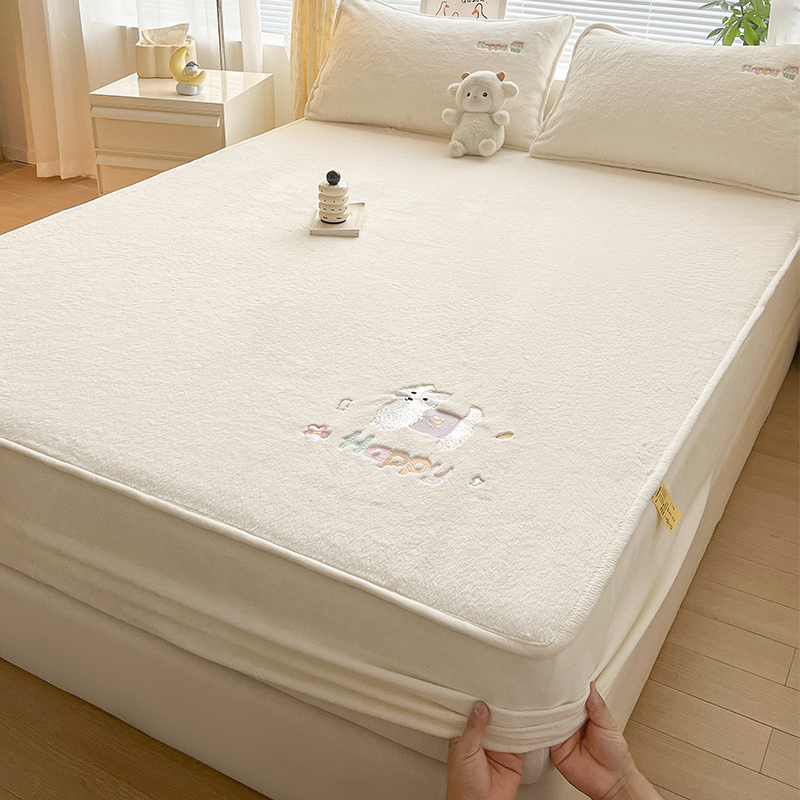 冬季A类兔毛绒床笠加厚加绒床罩