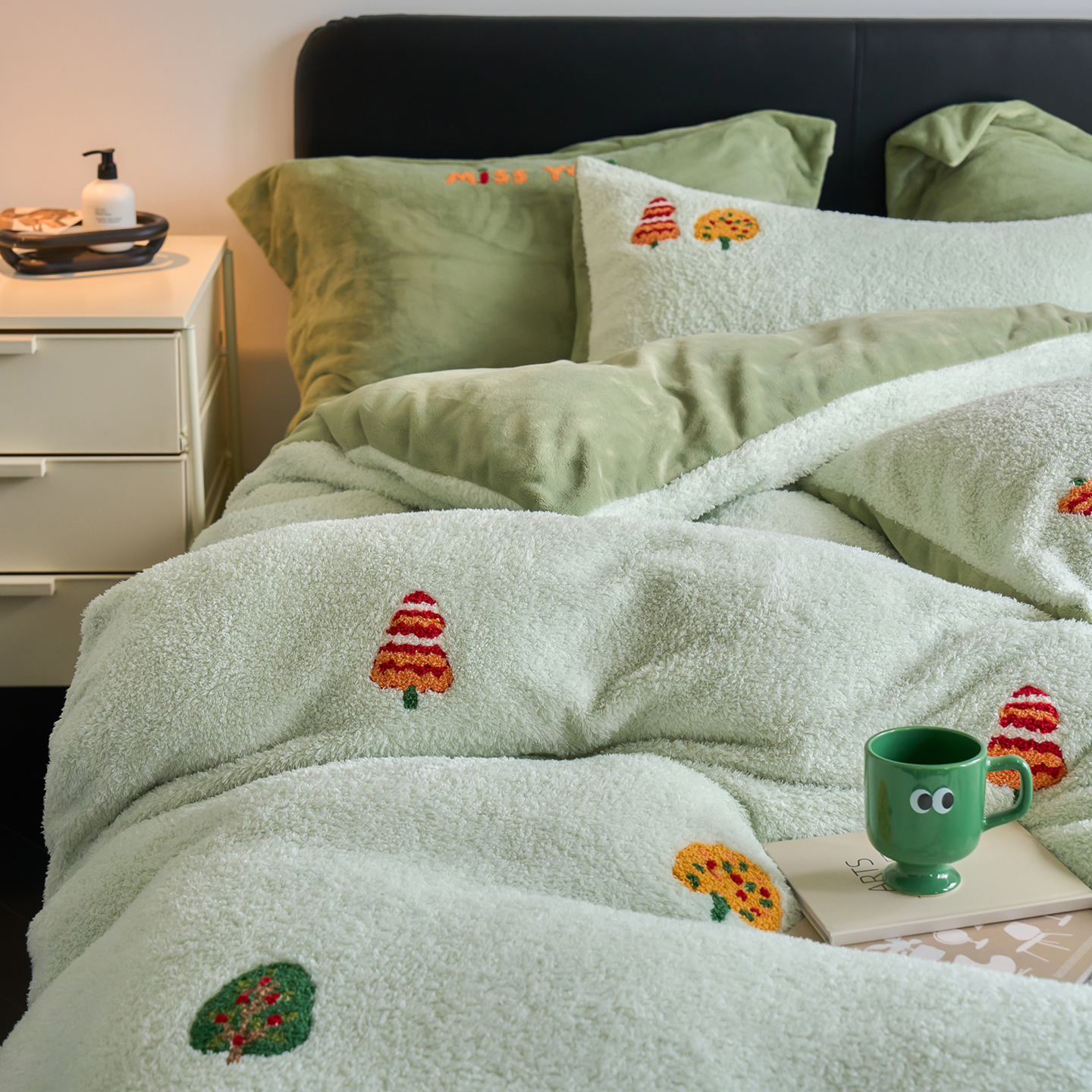 冬季加厚羊羔绒四件套牛奶绒加绒