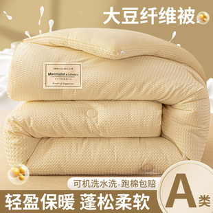 A类华夫格大豆纤维被子冬被加厚保暖单人棉被被芯春秋被四季 通用