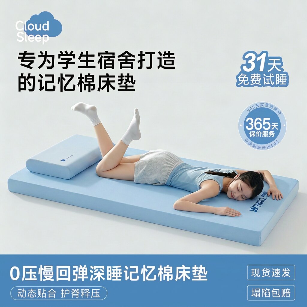 宿舍大学生单人床垫防潮垫90x190cm寝室上下铺专用床褥垫海绵垫子