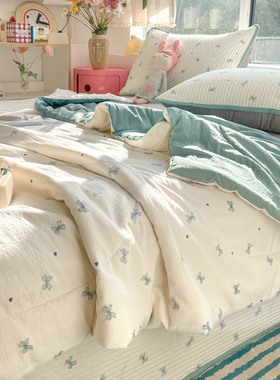 双层纱夏凉被四件套床盖款夏被子全套一整套夏天空调被a类母婴级