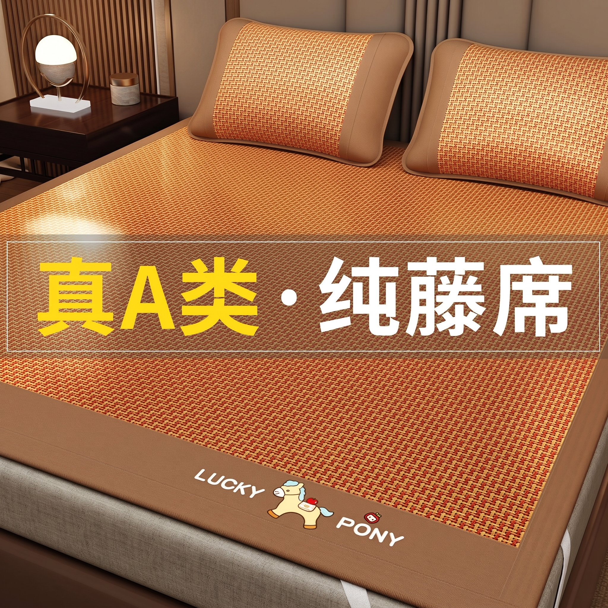 2026新款藤席天然纯藤凉席夏季可机洗折叠冰丝凉席家用双人软席子