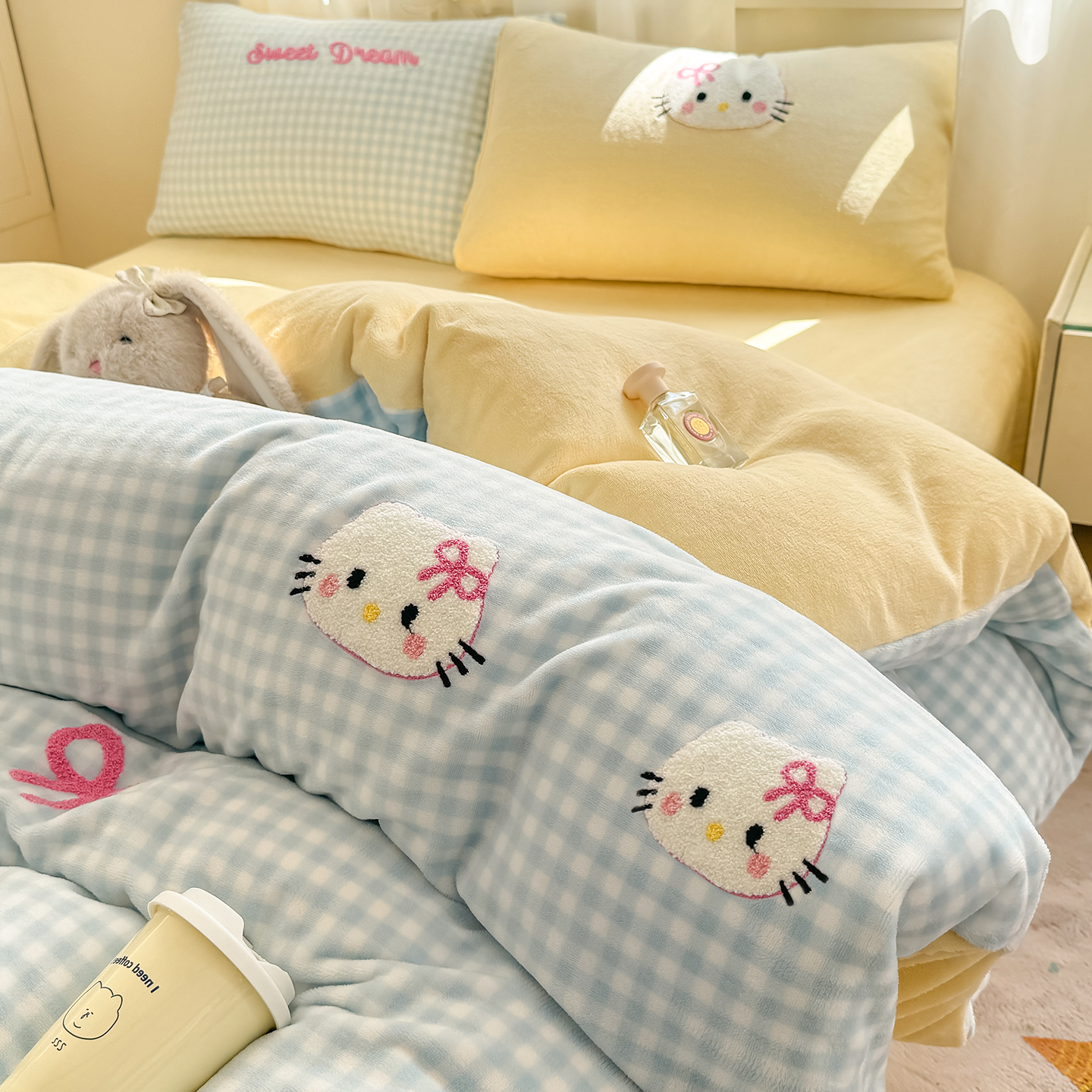 冬季加厚牛奶绒四件套珊瑚绒被套