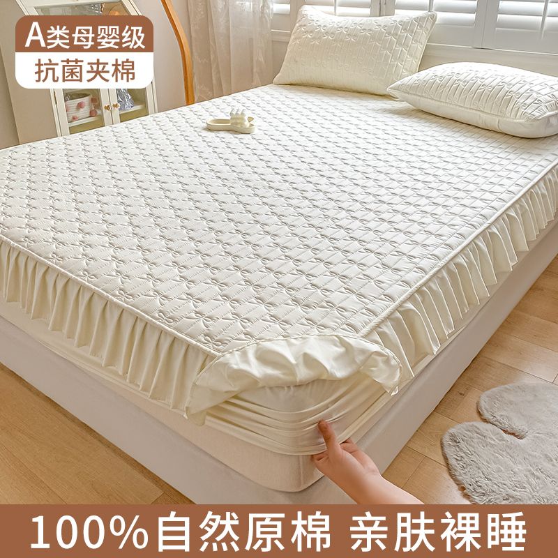 A类加厚夹棉床笠单件床裙带裙边