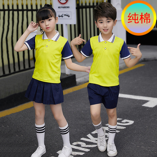 老师套装 新款 英伦风短袖 幼儿园园服夏装 批发 小学生校服纯棉夏季