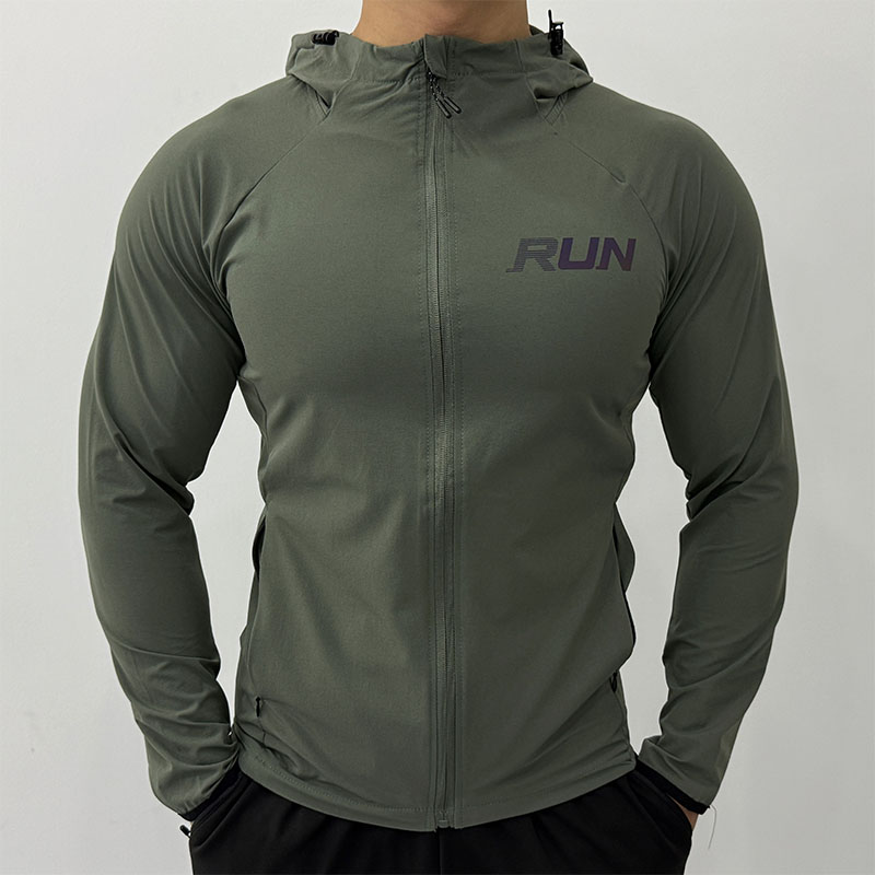 防风运动连帽外套男弹力修身夹克
