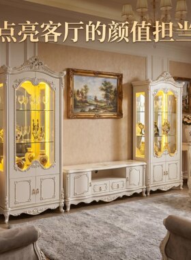 欧式客厅电视柜酒柜组合一体柜