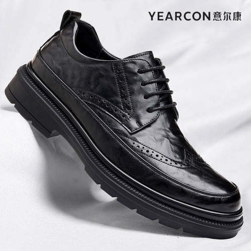 意尔康皮鞋男2025秋冬季新款男士正装商务真皮百搭英伦休闲鞋子男
