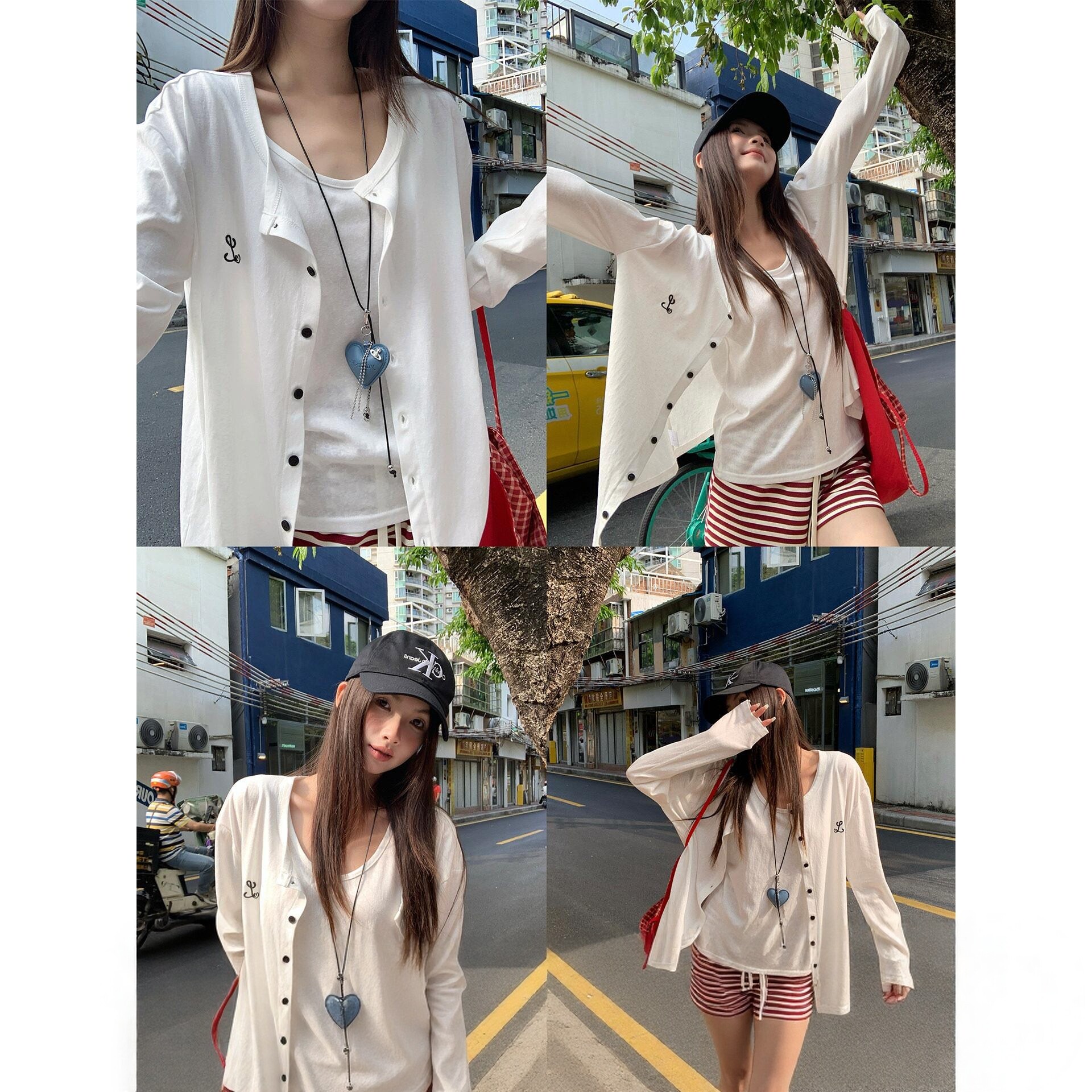 夏季白色薄款防晒开衫小吊带两件图片