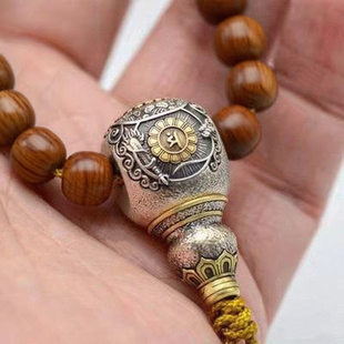 银藏式文玩妙吉祥三通大尺寸佛头配饰菩萨佛珠金刚百香籽配件手串