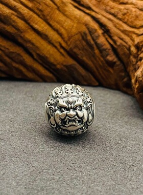 银饰藏式黄财神大黑天隔珠复古顶珠圆珠腰珠做旧文玩手串配饰配件