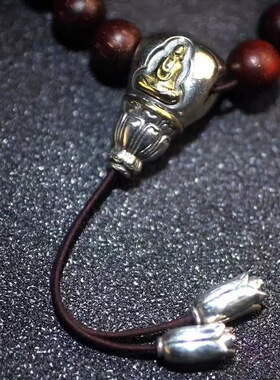 925银藏传无相佛三通佛头弟子珠金刚菩提文玩手串念珠配饰diy配件