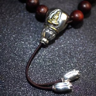 925银藏传无相佛三通佛头弟子珠金刚菩提文玩手串念珠配饰diy配件